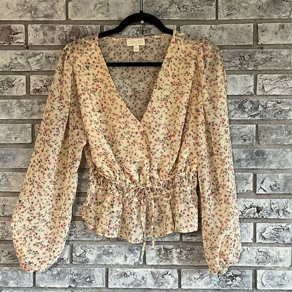 🌸 London Rose Floral Peplum Blouse - Size Large - Picture 1 of 5
